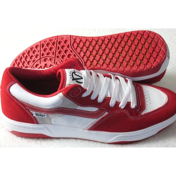 Vans Men's Rowan Zorilla 2 Tone Red White Suede Canvas Skate Shoes sizes NIB - Picture 2 of 5